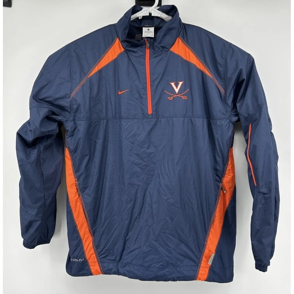 Nike‎ Storm Fit Virginia Cavaliers Mens 1/4 Zip Windbreaker Jacket Sz Small Blue